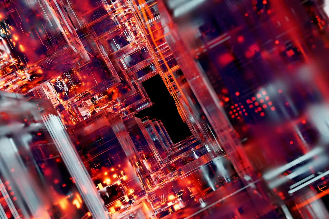 Circuito electrónico abstracto iluminado, concepto de inteligencia artificial